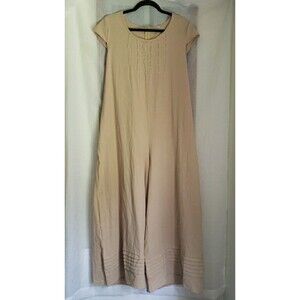 Womans Beige Jumpsuit Sleeveless Lagenlook Grungy Drapey Slouchy Relaxed Size XL